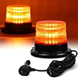 LED Strobe Light, 12V-24V Amber 40 LED Warning Safety Flashing Beacon Lights with Magnetic and 16 ft Straight Cord for Vehicle Forklift Truck Tractor Golf Carts UTV Car Bus