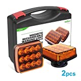 Agrieyes 2Pcs Rechargeable Flashing Lights for Vehicles, Super Magnetic Strobe Hazard Lights, 12-24V, Wireless Portable Amber Led Warning Beacon Emergency Light for Trucks Bus Tractor Oversize Trailer
