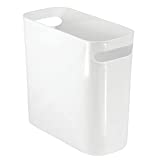 mDesign Plastic Small Trash Can 1.5 Gallon/5.7 Liter Wastebasket, Garbage Container Bin w/Handles for Bathroom, Kitchen, Home Office Holds Waste, Recycling,10' H - Aura Collection - White