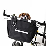 CASESHIP Bike Basket Foldable Bicycle Front Basket Quick Release Easy to Install Detachable Handlebar Cycling Bag Multi-Purpose for Adult Small Pet Cat Dog Carrier Shopping Commute and Outdoor
