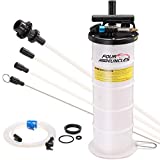 FOUR UNCLES Oil Changer Vacuum Fluid Extractor Pneumatic/Manual 6.5 Liter with Pump Tank Remover and Brake Bleeding Hose Convenient Oil Change & Fluid Change Tool No Leaks No Overfills
