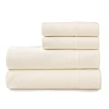 Welhome 100% Cotton Flannel Sheet Set | Queen Size 4 PC Luxury Bed Sheets | 100% Brushed Cotton for Supreme Comfort | Lightweight | Soft Warm & Cozy | Breathable | Deep Pockets | Cream
