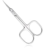 THRAU Cuticle Scissors Extra Fine for Women and Men, Curved Stainless Steel with Precise Pointed Tip Grooming Blades, Manicure, Pedicure, or Trim Nail, Eyebrow, Eyelash, and Dry Skin, 3.7”