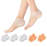 Madholly 5 Pairs Gel Heel Sleeves, Breathable Silicone Heel Socks Protectors to Repair Dry Cracked Heel and Reduce Pains of Plantar Fasciitis, Achilles Tendonitis Tendon, Heel Spurs, Sore Heel