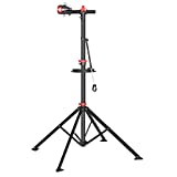 SONGMICS Bike Repair Stand with Quick Release, Bicycle Maintenance Rack, Bike Workstand, Adjustable and Portable for Mountain Bikes, Black and Red USBR06B