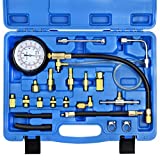 YSTOOL Fuel Pressure Tester Gauge Kit 140PSI Automotive Engine Injector Pump Test Gasoline Gas Injection Manometer Tool Set with Inline Fitting Schrader Adapter for Auto Car Motorcycle (Blue Case)