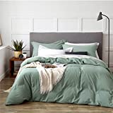 Bedsure Sage Green Duvet Covers Queen Size - Washed Duvet Cover, Soft Queen Duvet Cover Set 3 Pieces with Zipper Closure, 1 Duvet Cover 90x90 inches and 2 Pillow Shams