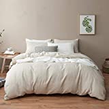 DAPU Pure Linen Duvet Cover Set, 100% Natural French Linen from Normandy, Breathable and Durable for Hot Sleepers, 1 Duvet Cover and 2 Pillowcases (Natural Linen, King)
