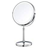 AMZTOLIFE 8' Lighted Makeup Mirror, 10X Makeup Mirror with Lights, Double Sided Dimmable Magnifying Mirror with Light, Rechargeable and Brightness Adjustable, Cordless Vanity Mirror with Lights