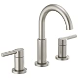 Delta Faucet Nicoli Widespread Bathroom Faucet Brushed Nickel, Bathroom Faucet 3 Hole, Bathroom Sink Faucet, Drain Assembly, Stainless 35749LF-SS