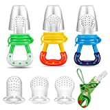 PandaEar Baby Fresh Fruit Food Feeder Nibbler Pacifier (3 Pack) |Training Massaging Toy Teether| Food Grade Soft Safe BPA-Free Silicone Pouches| Babies Toddlers Infants Kids