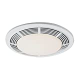 Broan-NuTone 8663RP Bathroom Exhaust Fan and 100-Watt Incandescent Light with Glass Lens, 5.0 Sones, 100 CFM, White, 4'