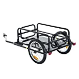 Aosom Foldable Bike Cargo Trailer Bicycle Cart Wagon Trailer w/Hitch, 16'' Wheels, 110 lbs Max Load - Black