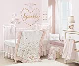Lambs & Ivy Confetti Heart 4 Piece Crib Bedding Set, Pink/Gold