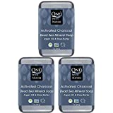 DEAD SEA Salt CHARCOAL SOAP 3 pk – Activated Charcoal, Shea Butter, Argan Oil. For Problem Skin, Skin Detox, Acne Treatment, Eczema, Psoriasis, Anti Aging, Natural Fragrance 3/7 oz Bars
