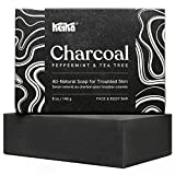 Keika Charcoal Black Soap Bar for Acne, Eczema, Psoriasis, Face, Body, Men Women Teens with Oily Skin, 5 oz.
