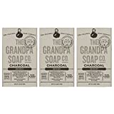 Charcoal Bar Soap by The Grandpa Soap Company | Vegan, Natural Face & Body Soap | Organic Hemp Oil + Mint Oils| Paraben Free Bar Soap for Men & Women | 4.25 Oz. Each - 3 Pack
