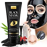 Blackhead Remover Mask Kit, Peel Off Black Mask, Purifying Charcoal Face Mask for Face Nose Blackheads Pores Acne, Blackhead Facial Mask with Facial Mask Brush and Pimple Extractor Tools (3.5 Fl.oz）