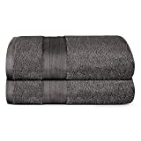 TRIDENT Bath Towel, 2 Piece Bathroom Towel, 100% Cotton, Highly Absorbent, Super Soft, Soft and Plush - Charcoal