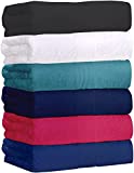 QUBA LINEN Bamboo Cotton Bath Towels-27x54inch - 6 Pack Shower Towels - Light Weight, Ultra Absorbent Towels for Bathroom (Multi Color, 6 Pack Bath Towels)