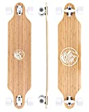 White Wave Bamboo Longboard Skateboard. Drop Deck Long Board for Cruising, Carving and Freestyle Fun. Great Board for Beginner, Intermediate, or Advanced Riders (Cruiser)