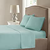 Comfort Spaces Coolmax Moisture Wicking Sheet Set Super Soft, Fade Resistant, 16' Deep Pocket, All Around Elastic - Warm Weather Cooling Sheets For Night Sweats, Queen, Aqua 4 Piece