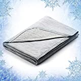 Elegear Revolutionary Queen Size Cooling Blanket Absorbs Body Heat to Keep Adults, Children, Babies Cool on Warm Nights. Japanese Q-Max 0.4 Arc-Chill Cooling Fiber, 100% Cotton Backing Blanket - Gray