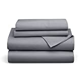 Bedsure 100% Bamboo Sheets Queen Grey - Cooling Bed Sheets Set Queen Up to 16 inches Mattress, Deep Pocket Sheets Set 4PCs for Queen Size Bed Super Soft Breathable