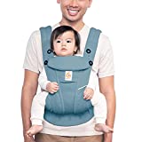 Ergobaby Omni Breeze All Carry Positions Breathable Mesh Baby Carrier with Enhanced Lumbar Support & Airflow, Slate Blue, 7-45 lb