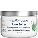 Hawaiian Aloe Vera Face & Body Moisturizer & Night Cream for Sunburn Relief Compare With Aloe Vera Gel 100 Percent Pure, Face Lotion, Eczema Cream, Lotion For Dry Skin & Wrinkle Cream For Women 8 oz