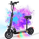 EVERCROSS Electric Scooter, Electric Scooter for Adults with 800W Motor, Up to 28MPH & 25 Miles-10'' Solid Tires, Scooter for Adults with Seat & Dual Braking, Folding Electric Scooter for Adults Teens