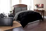 Elegant Comfort All Season Goose Down Alternative Reversible 3-Piece Comforter Set- Available in and Colors , King/Cal King, Black/Gray