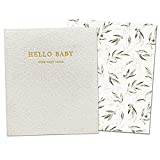 Peachly Unisex Baby Memory Book | Minimalist Baby First Year Keepsake for Milestones | Baby Books First Year Memory Book | Simple Baby Scrapbook for Boy Girl Milestones | 60 Pages Natural Linen - Olive