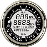 ELING Multi-Functional GPS Speedometer Tachometer Hour Water Temp Fuel Level Oil Pressure Voltmeter 12V 85mm with Backlight