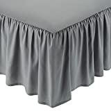 Amazon Basics Ruffled Bed Skirt, Classic Style, Soft and Stylish 100% Microfiber with 16' drop-Queen, Dark Grey