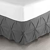 Nestl Pinch Pleat Bed Skirt, Pleated Wrap Around Bed Skirt, Easy Fit 14” Inch Pintuck Bed Skirt, Premium Microfiber Ruffle Bed Skirt, Luxury Bedskirt, Hotel Quality Bed Ruffle, King Bed Skirt Gray