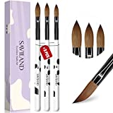 Saviland 3pcs Acrylic Nail Brush Set, Size 8/10/14 Kolinsky Acrylic Nail Brushes for Acrylic Application, Nail Extension with Black & White Handle for Beginner & Professional