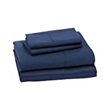 Amazon Basics Lightweight Super Soft Easy Care Microfiber Bed Sheet Set with 14' Deep Pockets - Full, Navy Blue