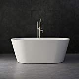 Woodbridge 59' Acrylic Freestanding Bathtub Contemporary Soaking Tub with Brushed Nickel Overflow and Drain B0014B,White
