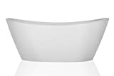 Empava Luxury 67 Inch Acrylic Freestanding Bathtub Contemporary Soaking Tub with Brushed Nickel Overflow and Drain, FT518, Glossy White