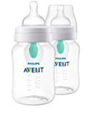 Philips AVENT Anti-Colic Baby Bottles with AirFree Vent, 9oz, 2pk, Clear, SCY703/02