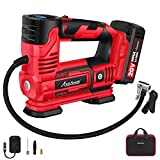 AVID POWER Tire Inflator Portable Air Compressor, 20V Cordless Car Tire Pump with Rechargeable Li-ion Battery, 12V Car Power Adapter, Digital Pressure Gauge