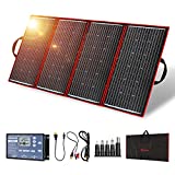 DOKIO 300W Portable Foldable Solar Panel Charger Kit for 12V RV Car Marine Battery+18V DC Output for Portable Generator Power Station,Smart LCD Controller with 2 USB for Cell Phone