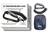Motorcycle Helmet Lock & Cable. Sleek Black Tough Combination PIN Locking Carabiner Device Secures Your Motorbike, Bicycle or Scooter Crash Hat (and Jacket) to Your Bike.
