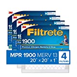 Filtrete 20x20x1, AC Furnace Air Filter, MPR 1900, Healthy Living Ultimate Allergen, 4-Pack (exact dimensions 19.69 x 19.69 x 0.78)