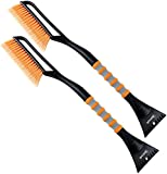 AstroAI 2 Pack 27 Inch Snow Brush and Detachable Deluxe Ice Scraper with Ergonomic Foam Grip for Cars (Heavy Duty ABS, PVC Brush)