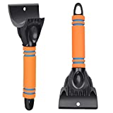 YONHAN Ice Scraper 2 Pack, Snow Brushes Snow Scraper Frost Ice Removal Tool Snow Ice Brush, Sturdy, Foam Grip, Ice Scraper for Cars and Small Trucks Windshield from Scrape Frost and Ice (Orange)