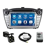 Car Stereo DVD Player for Hyundai Tucson 2011 2012 2013 2014 2015 Double Din 8 Inch Touch Screen TFT LCD Monitor In-dash DVD Video Receiver Car GPS Navigation System with Built-In Bluetooth TV Radio, Support Factory Steering Wheel Control, RDS SD/USB iPod AV BT AUX IN+ Free Rear View Camera + Free GPS Map of USA