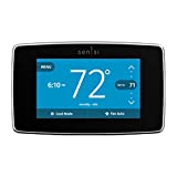 Emerson Sensi Touch Wi-Fi Smart Thermostat with Touchscreen Color Display, Works with Alexa, Energy Star Certified, C-wire Required, ST75 Black 5.625' x 3.4' x 1.17'