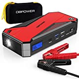 DBPOWER Peak 1600A 18000mAh Portable Car Jump Starter( up to 7.2 Gas, 5.5L Diesel Engines) Battery Booster with Smart Charging Port, LCD Display, Intelligent Jumper Clamps, Compass and LED Light